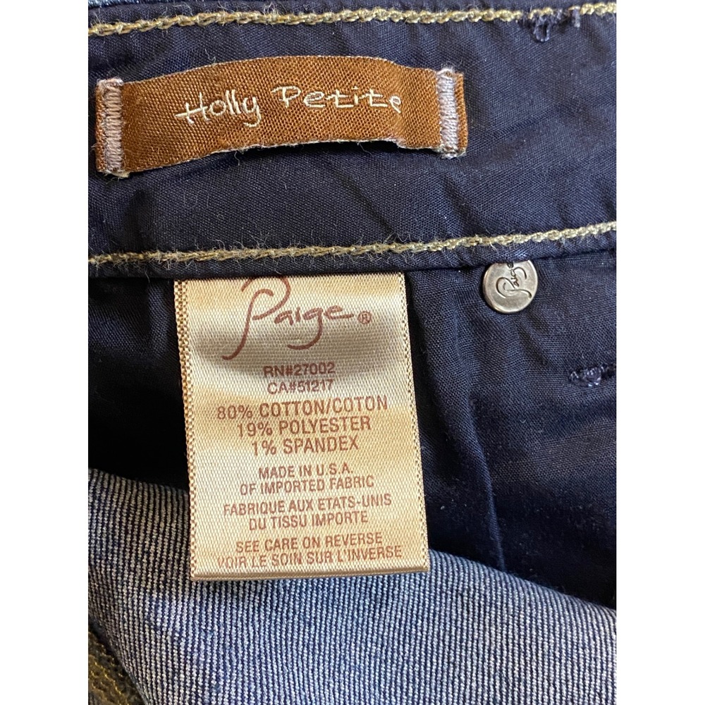 Paige Holly Petite Flare Jeans Dark Wash Blue Denim Size 26 Made in USA - Picture 4 of 16